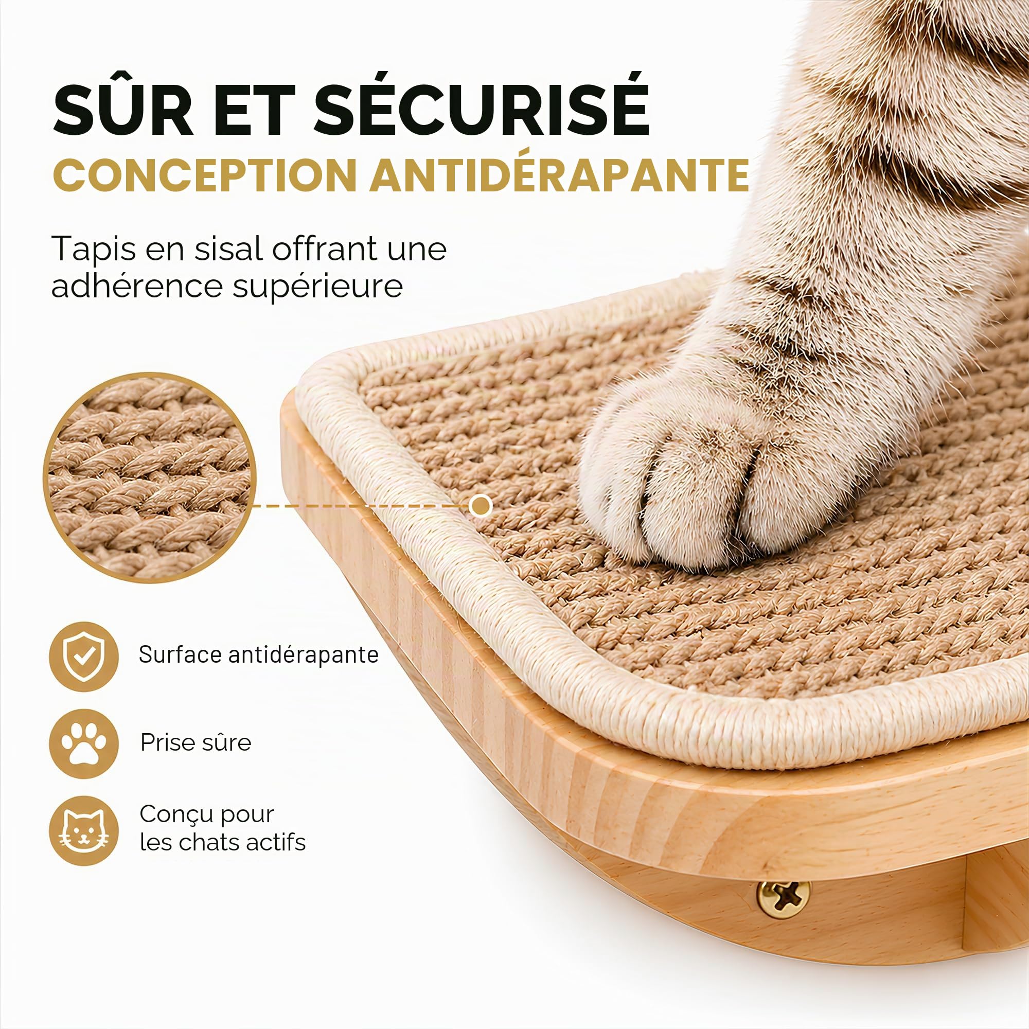 Lot de 3 escaliers muraux pour chat avec 2 marches d'escalade et plates-formes incurvées, en bois monté au mur, pour l'escalade, le jeu, le sommeil