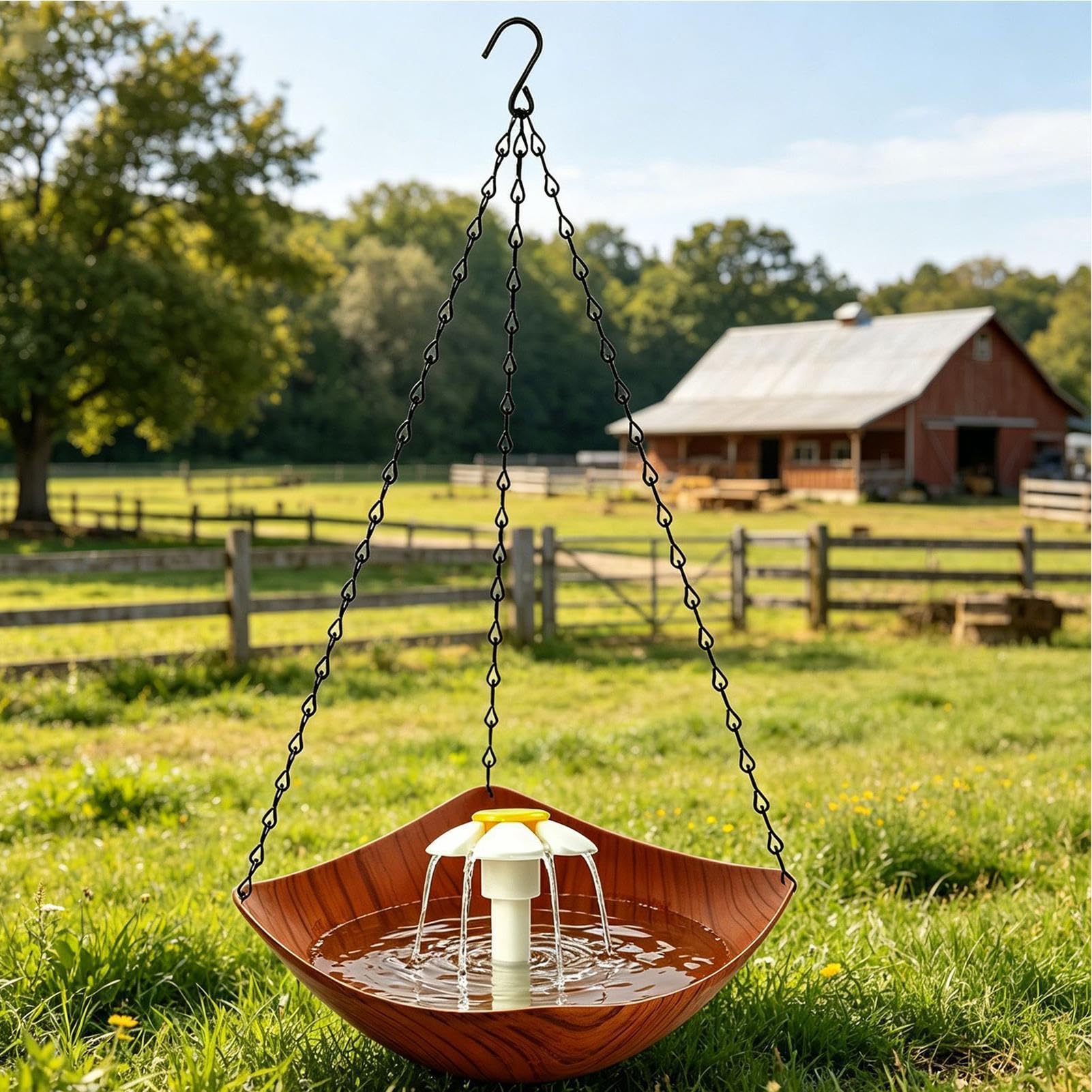 Giardino Bagno per Uccelli Appesa per Alimentazione con Pompa Solare | Abbeveratoio per Uccelli da Esterno Per Aia Prato Cortile Giardino Esterno