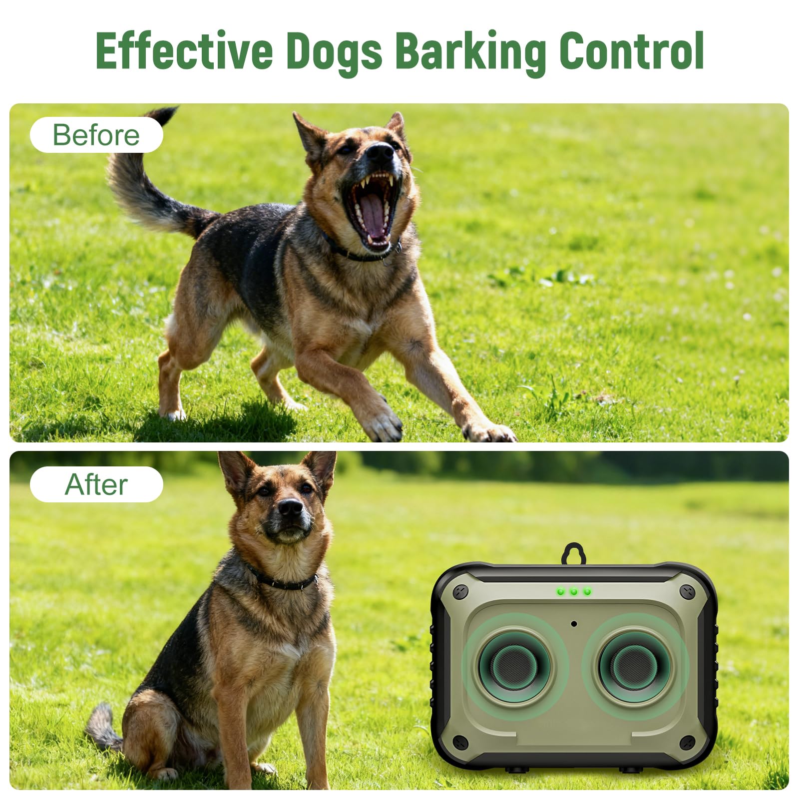 Podazz Dispositivo Anti-Bell per Cani Fermapellare Ultrasuoni - 15m Raggio Ricaricabile Bell Dissuasore 3 modalità, Dispositivo di Addestramento Sicuro per Cani Interno ed Esterno