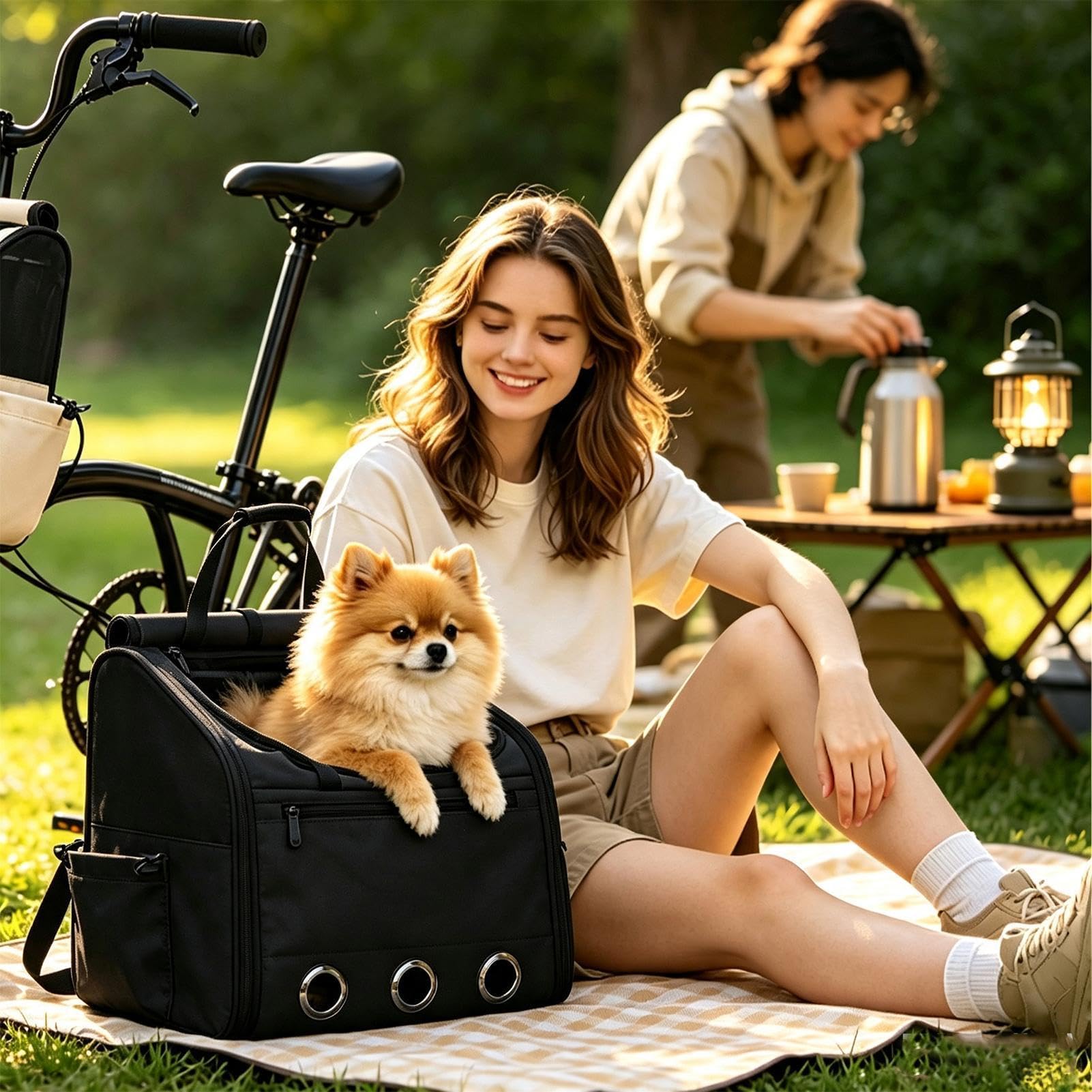 Fahrradkorb für Hunde, Rucksack, faltbar, mit weichen Wänden, aus | Transportbox für Haustiere für Welpen, Katzen, Lenker, Fahrrad, Radfahren, Spaziergang, Camping, Park