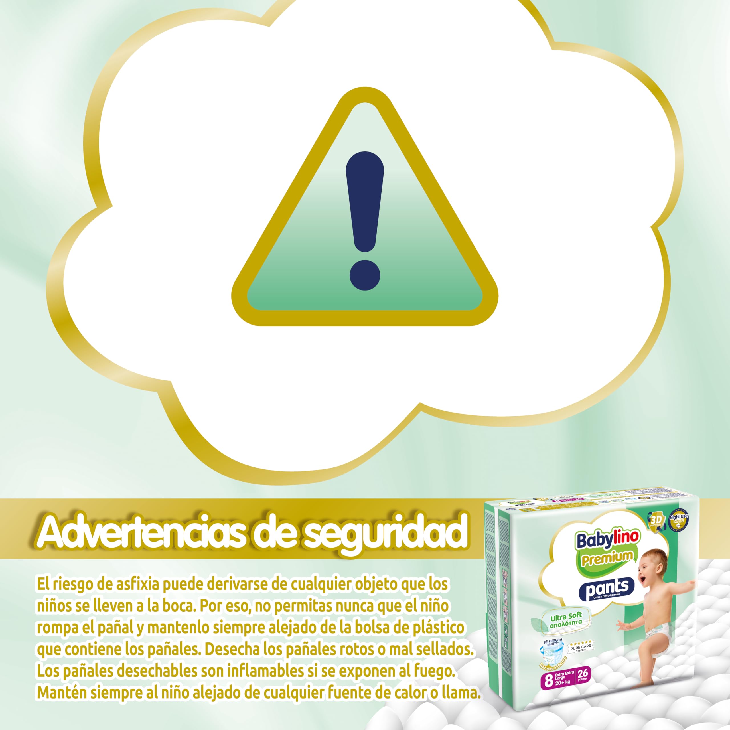 Babylino Premium Pants, Pañal Braguita Talla 8 con filtro Ultra Soft, XXL (20 + kg), 104 unidades
