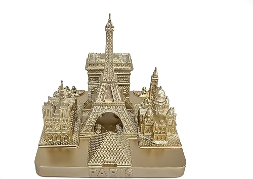 París City Skyline Modelo 3D Landmark Réplica Cuadrado Oro Rosa 4 ½ pulgadas