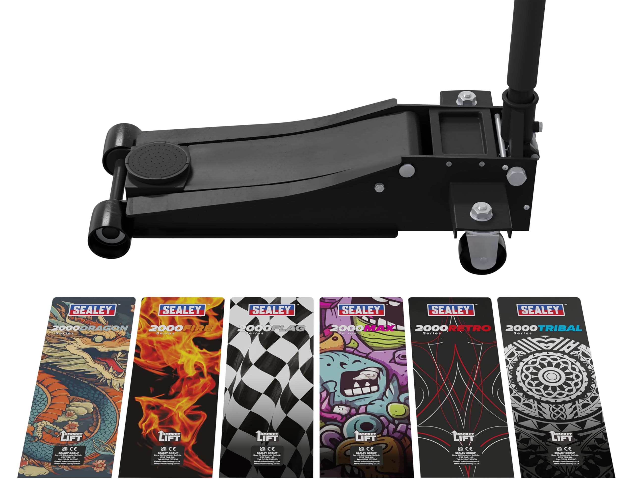 Sealey Cric a carrello con ingresso basso, design personalizzato, 2 tonnellate, 2000 CB, colore: nero