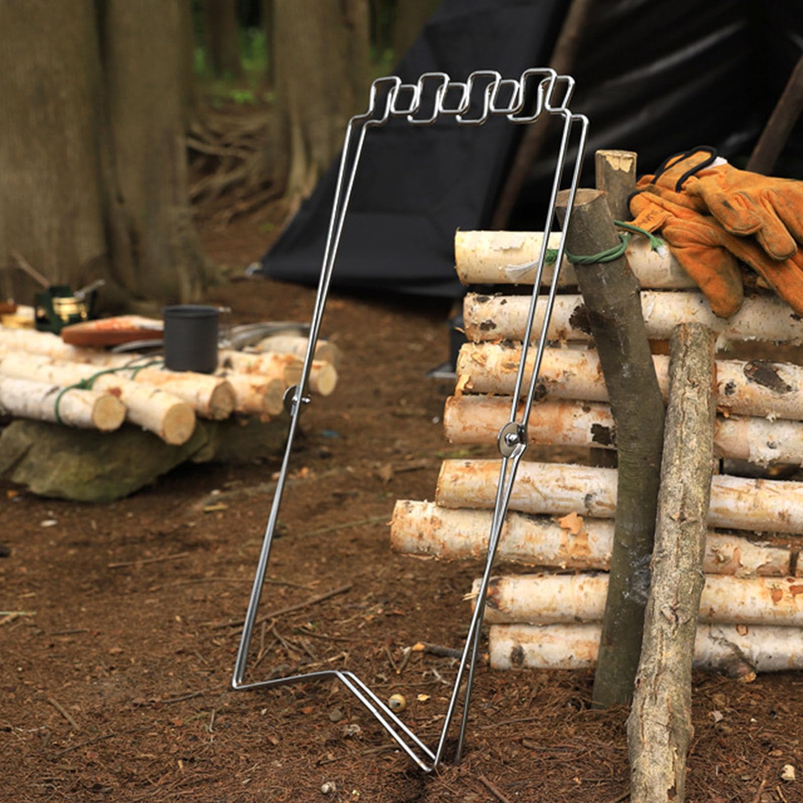 Support de Sac Poubelle en Acier Inoxydable, Support de Poubelle Pliable, Support de Sac Poubelle, Support de Poubelle Pliable pour Camping en Plein air, Barbecue (Argent)