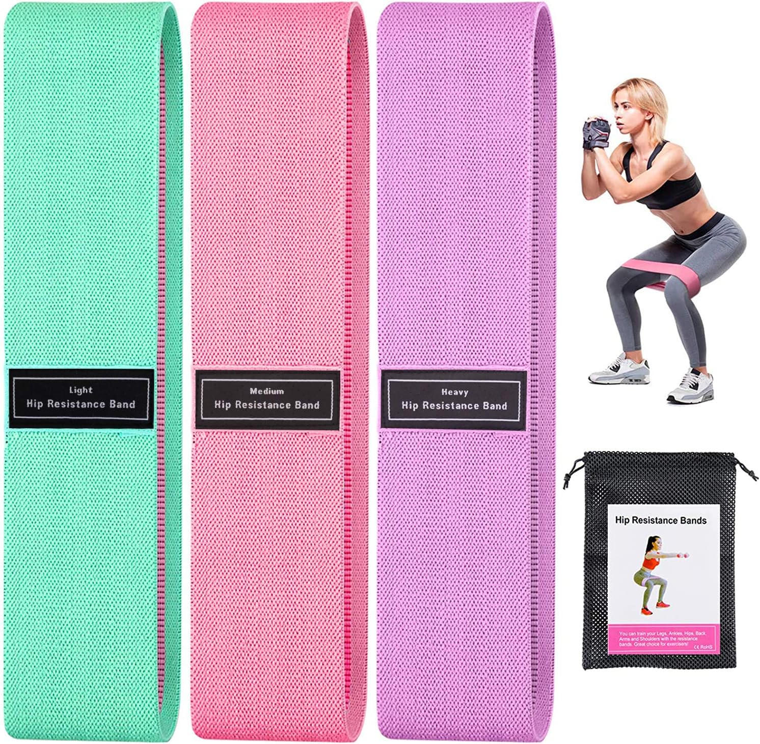 Brien Resistance Bands for Legs and Butt Set, Exercise Fitness Booty Hip Bands - Resistance Loops Hip Thigh Glute Bands Non Slip, Elastic Strength Squat Band Beginner to Athlete
