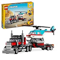 LEGO Creator 3 in 1 Autocarro con Elicottero, Giochi per Bambini e Bambine da 7 Anni