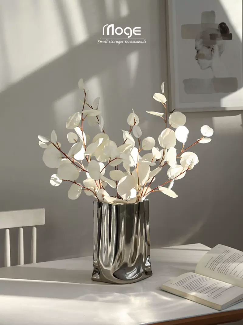 Amazon.co.jp: GHDVOP 花瓶 陶器 フラワーベース おしゃれ 銀メッキ