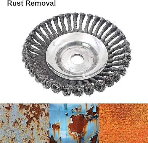 Miniatura 8 de KINMRIS Cepillo de alambre de acero de 8 pulgadas, repuesto y accesorios, cabezal de corte de cepillo de césped de jardín para eliminación de óxido,