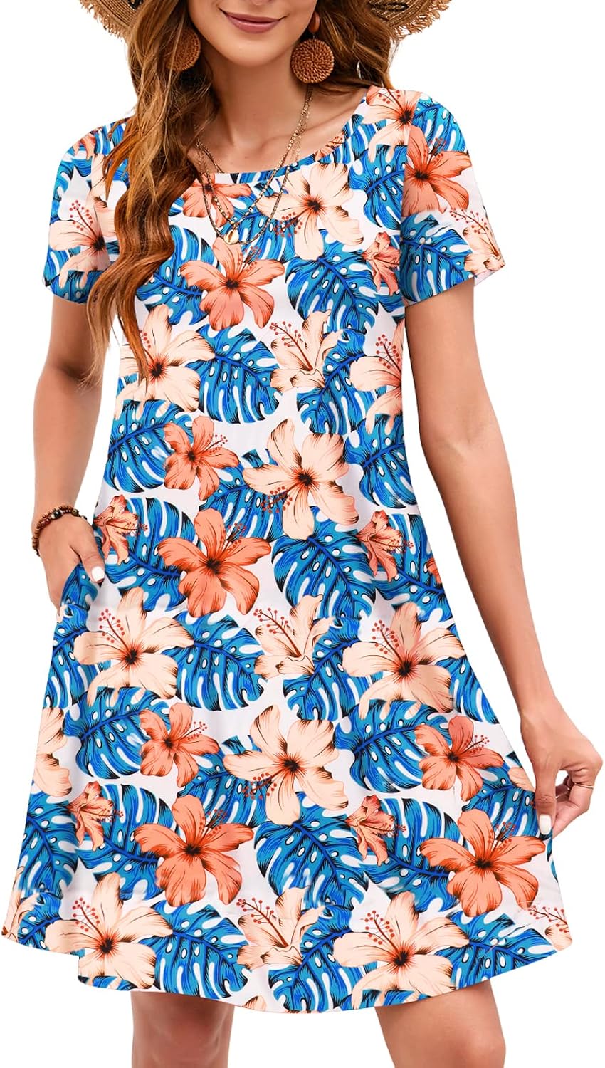 Abito estivo da donna sexy con scollo a fiocco, abito da sera casual floreale, bianco, S