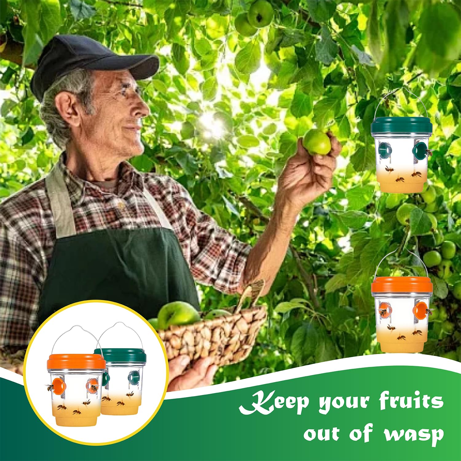 3 Piezas Trampa para Avispas Viva, Trampa Avispas Exterior Jardin Balcon, Trampa Avispa Exterior, Atrapador de Avispa para Jardín, Balcón y Camping, Sin Productos Químicos