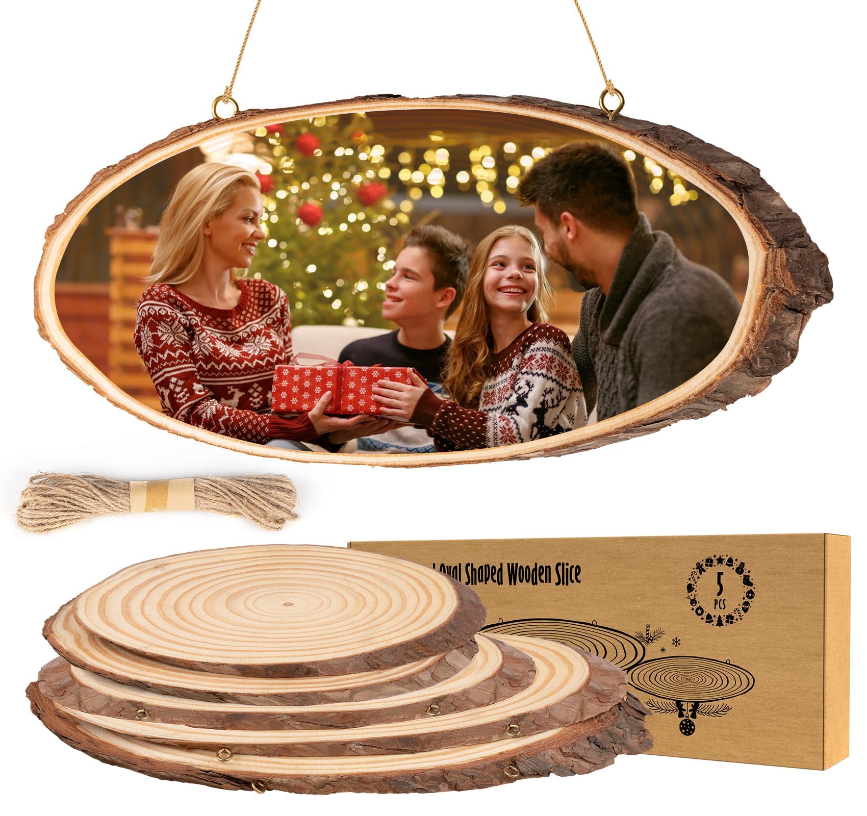 FUMILE Natural Wood Slices - 10 Pack Unfinished Round Discs With Bark For Crafts & Decor