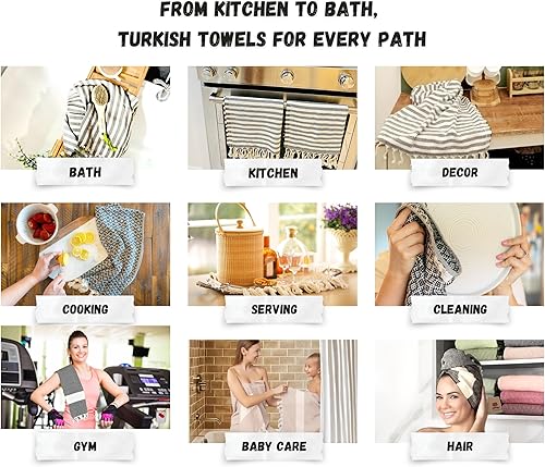 Miniatura 5 de Bazaar Anatolia Juego de 2 toallas de mano turcas étnicas 100% algodón, 39 x 19 pulgadas, decoración bohemia para baño y cocina (beige)