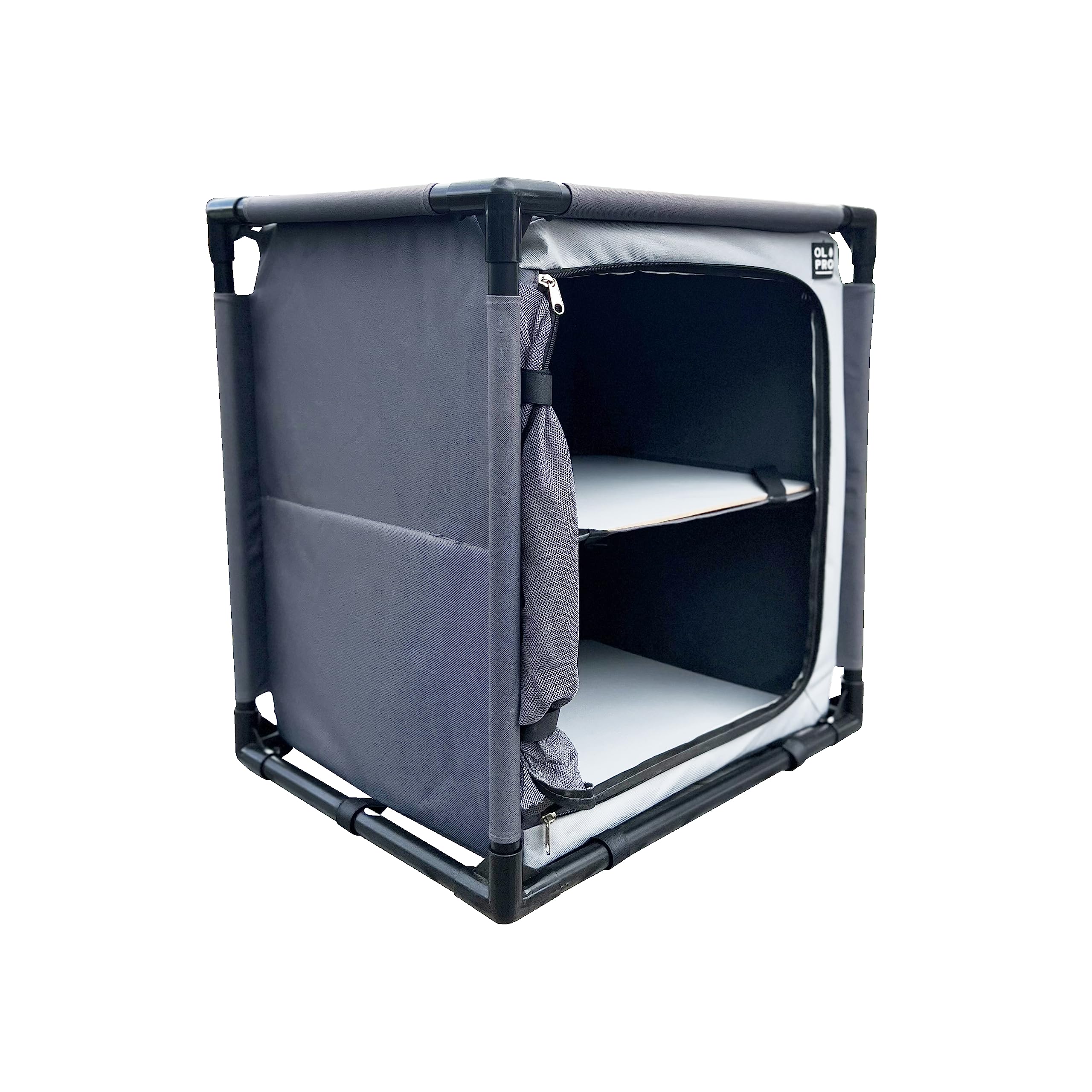 OLPROCamping Kitchen Storage Cupboard – Portable, Lightweight, and Sturdy Folding Storage Unit with Carry Bag. Perfect for BBQs, Garden Parties, Picnics, and Outdoor Camping.