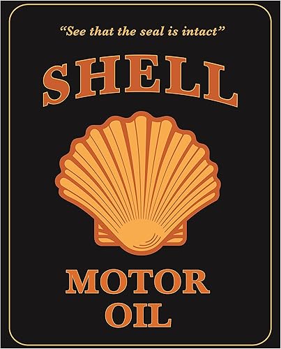 Miniatura 1 de Crystal Art "Signo De Los Tiempos" Shell, motor oil metal Sign, 12" x 15"