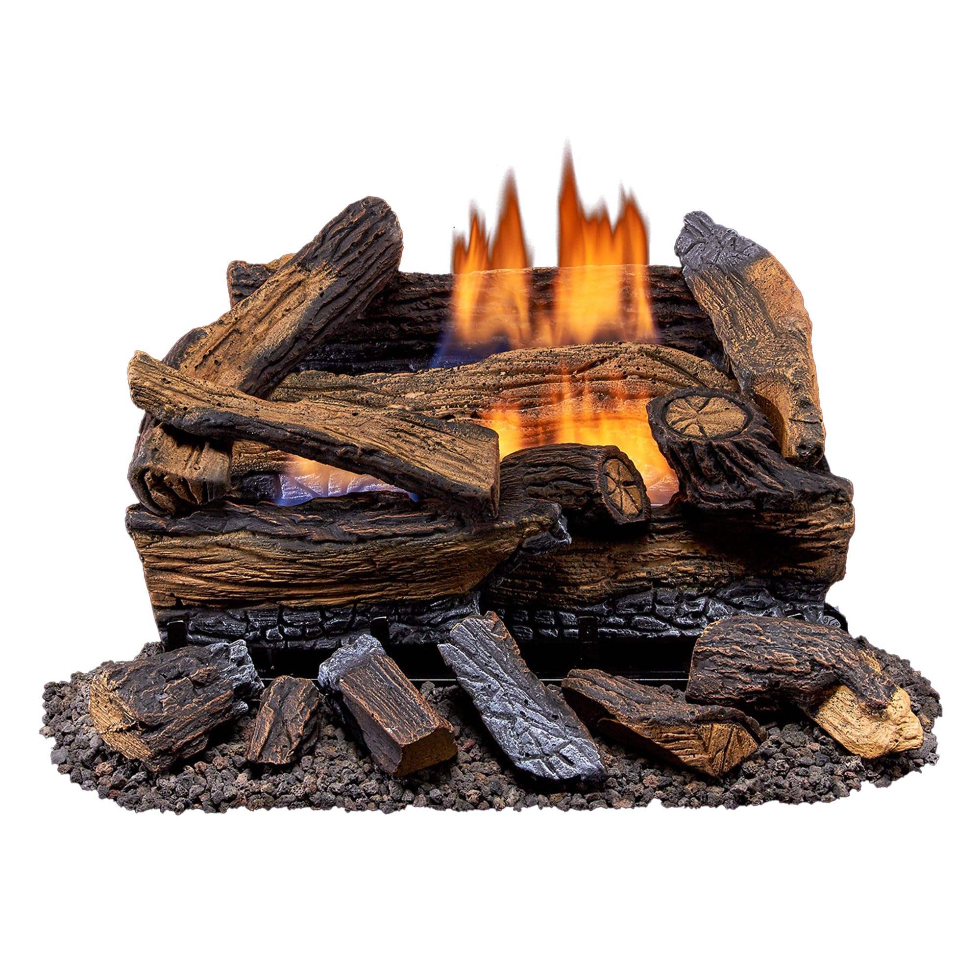 Amazon.com: Duluth Forge 18 Inch 30,000 BTU Ventless Dual Fuel Liquid  Propane or Natural Gas Fireplace Log Set with Thermostat, Split Red Oak :  Home u0026 Kitchen