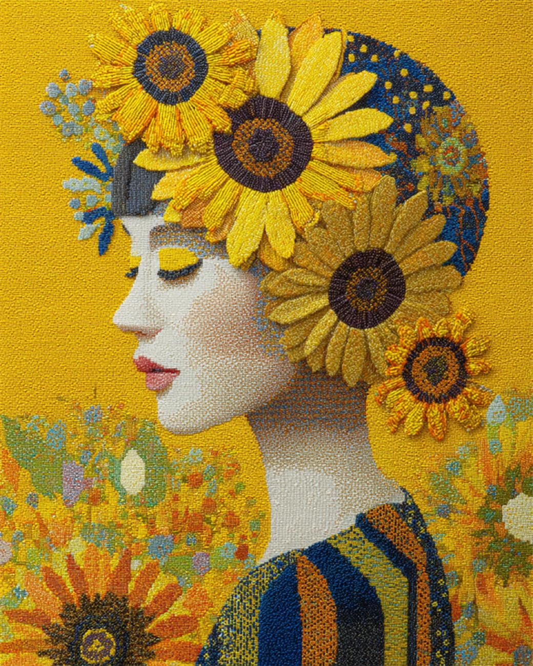 Kit De Crochet Mujeres Y Flores Kit De Costura De Crochet，Kits Clásico De Alfombras Con Aguja De Pestillo Para Adultos，Set De Manualidades 3D Para Decoración Del Hogar，Regalo Para Fes 33x45in