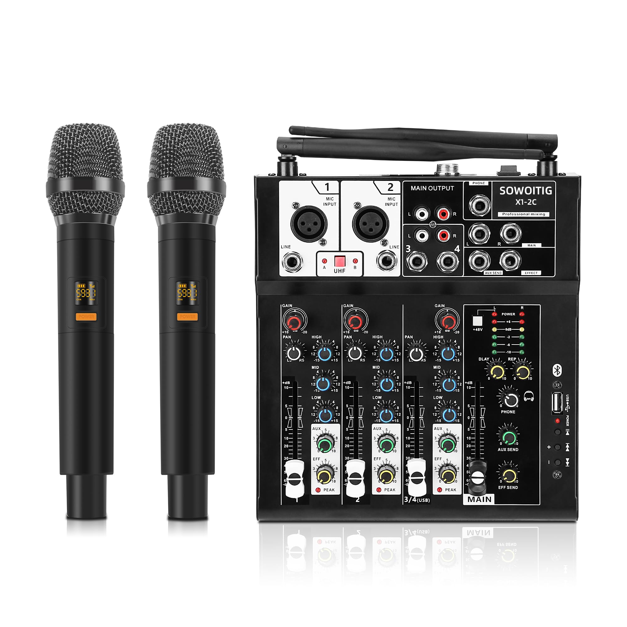 Audio Sound Mixer Board 4 Canali Compatibile Bluetooth Professionale Portatile DJ Digitale Console di Mixing con Microfono Senza Fili Schede di Mixing Per Studio Recording