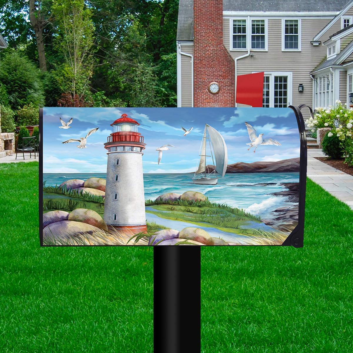 Briarwood Lane Coastal Lighthouse Summer Mailbox Cover