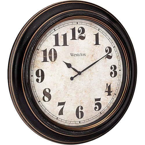 Westclox Traditional Large Wall Clock Battery-Operated Clock for Living Room, Bedroom, Office | Ideal Housewarming Gift (24 Inch, Black-Brown)
