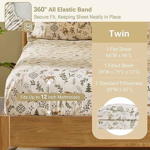 Vista 365 de True North by Sleep Philosophy - Juego de ropa de cama acogedora de franela 100% algodón, estampado de animales y estrellas, lindo, ultrasuave