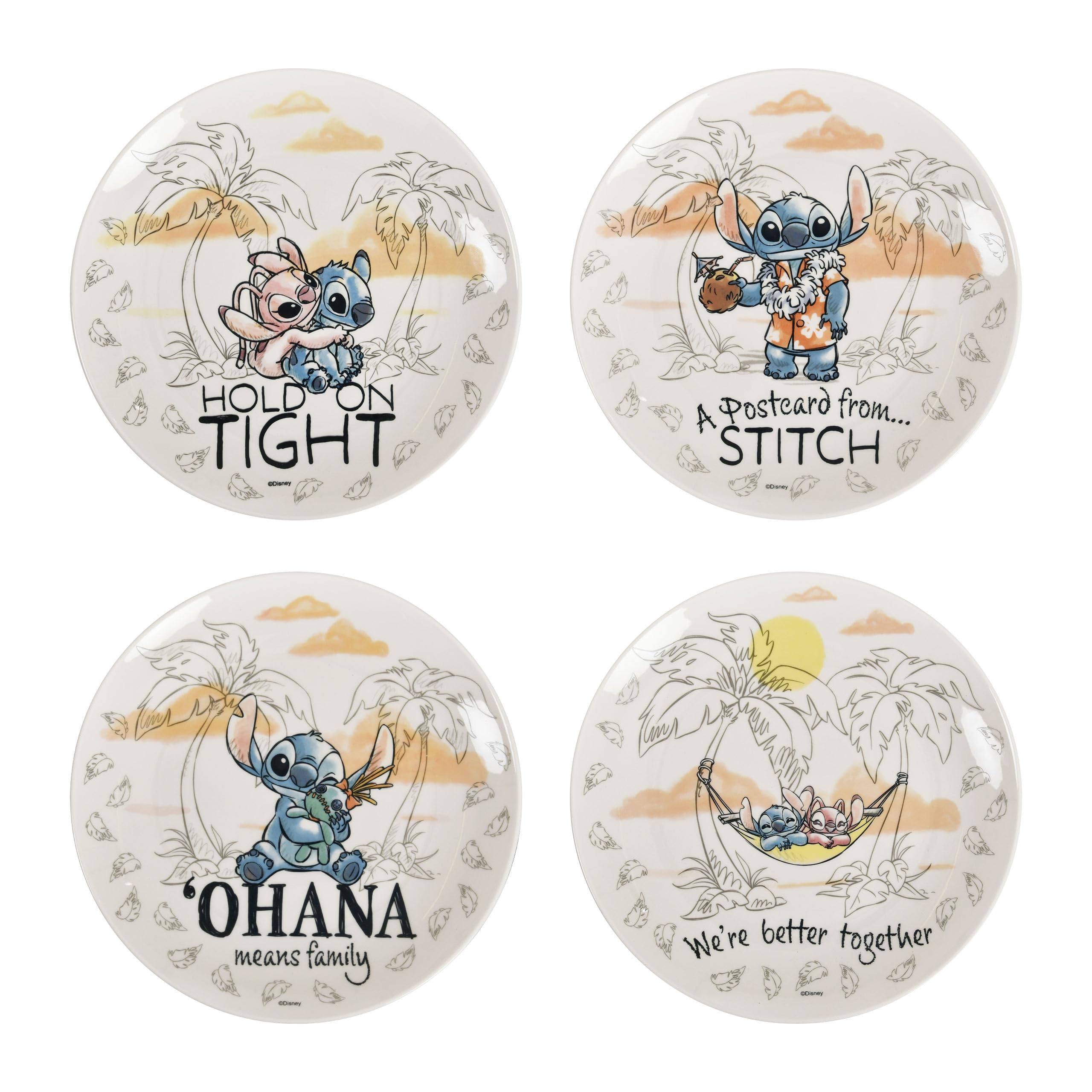 Elbenwald Lot d'assiettes – Différents motifs Le Seigneur des Anneaux, Lilo & Stitch et Star Wars en céramique (Lilo & Stitch)