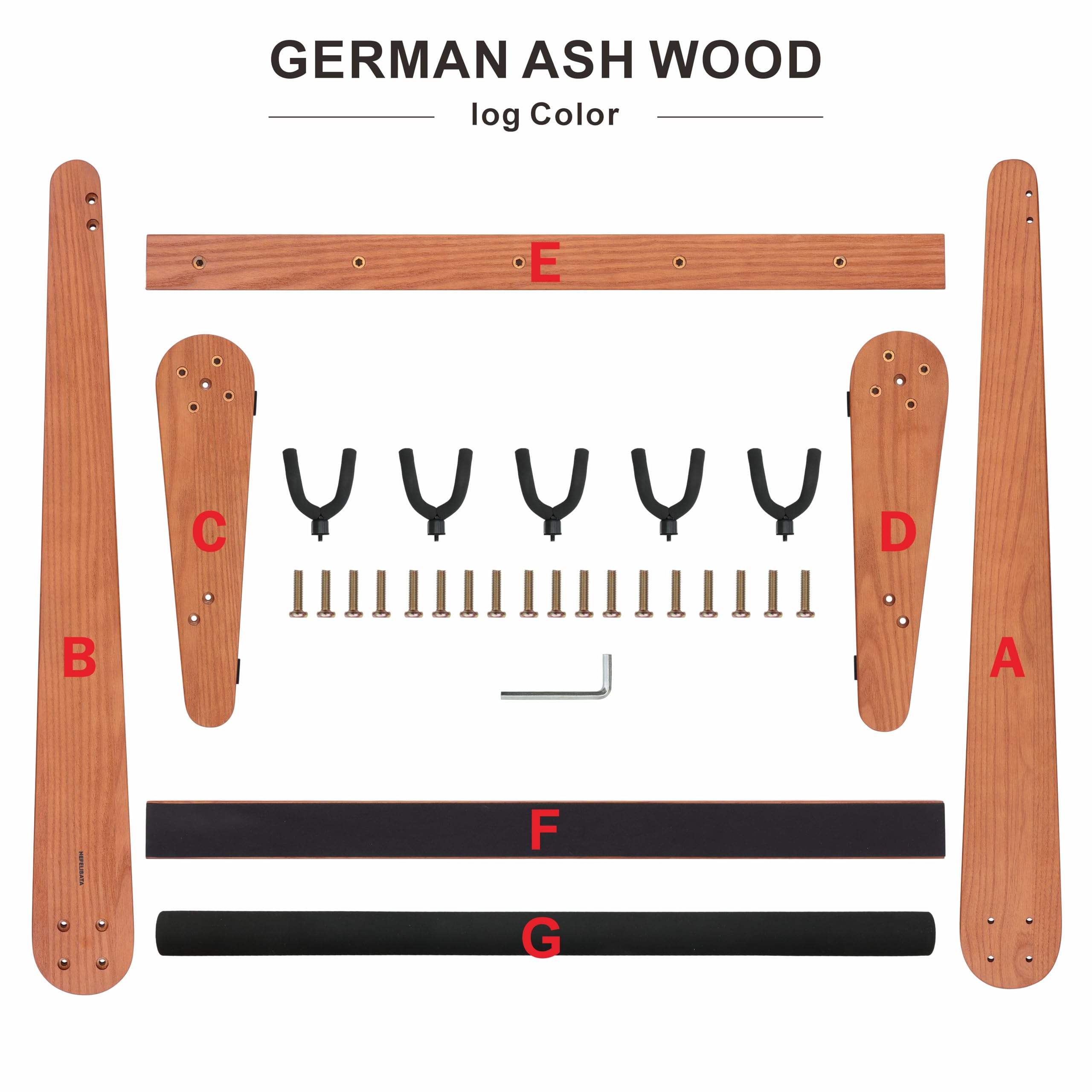 Nefelibata Soporte multiusos para guitarra, 5 soportes de madera para guitarras y estuches, guitarras eléctricas, acústicas, bajos, violonchelos, ceniza alemana (marrón amarillento)