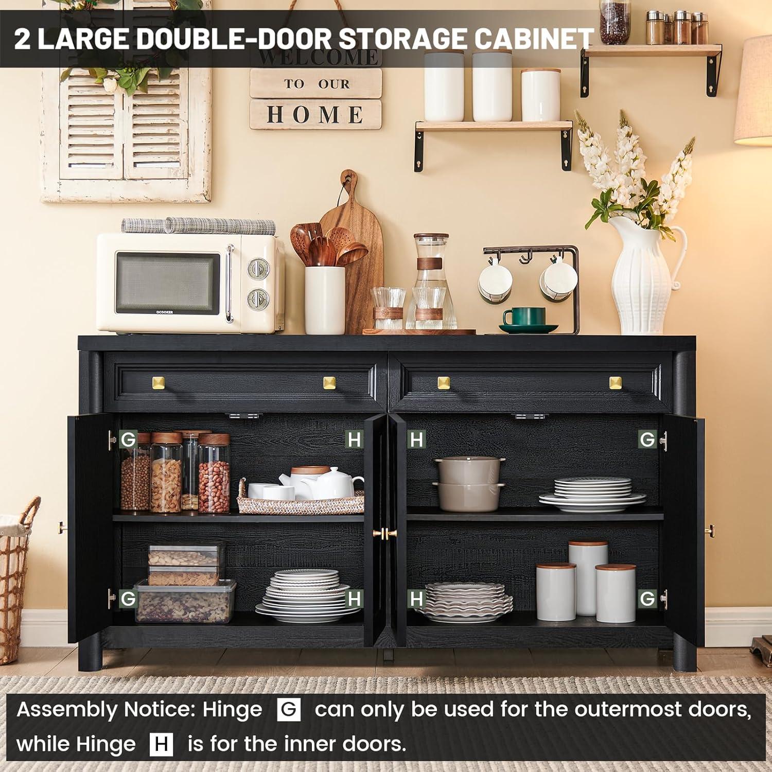 Interior view of the cabinet showing storage capacity