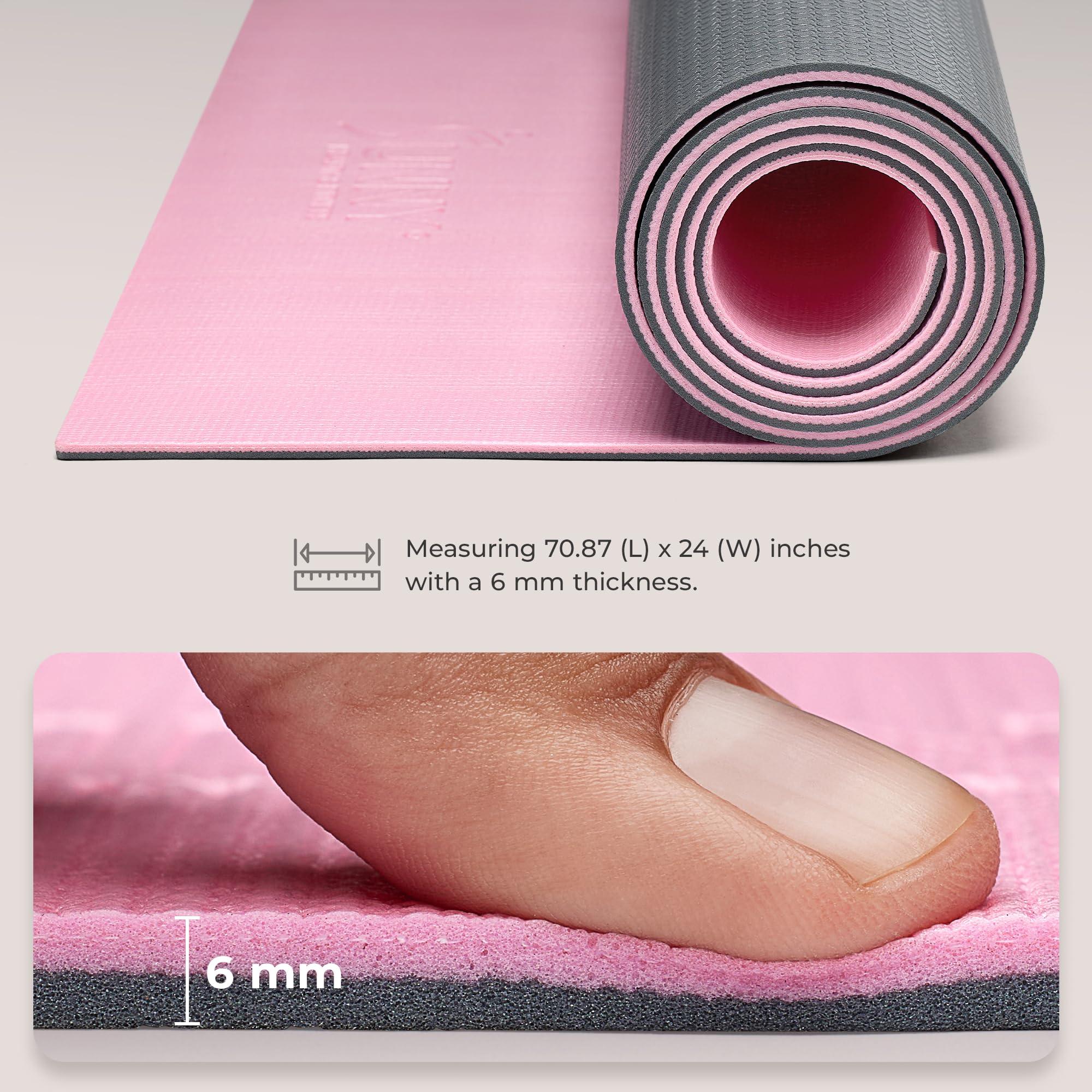 Sunny Health & Fitness Esterilla de Yoga Antideslizante para Casa/Gimnasio | Comodidad y Soporte, Textura Antideslizante, Duradera y Portátil, Yoga, Pilates, Estiramientos, Floor Workouts
