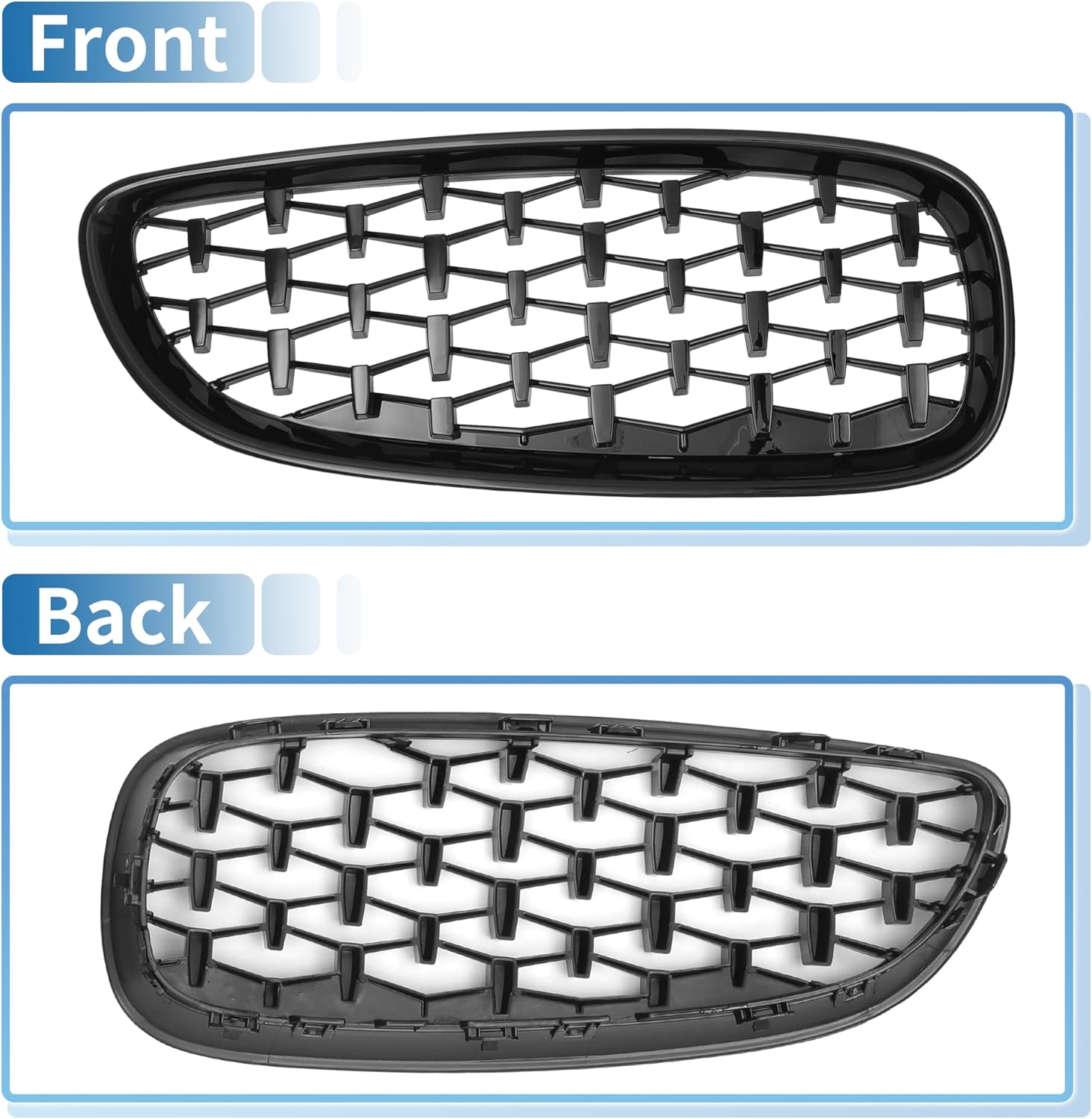 X AUTOHAUX Front Hood Bumper Grille Grill for BMW Z4 E89 2009-2016 No.51137181547/51137181548 Front Bumper Kidney Grille Grill Diamond Star Black 1 Pair