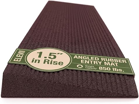 ELEVII Angled Entry Mat, Non-Slip Rubber Mat, Brown, 1.5 in