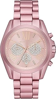 ساعة يد كرونوغراف برادشو من الفولاذ المقاوم للصدأ للنساء بسوار من الصلب أو الجلد من مايكل كورس