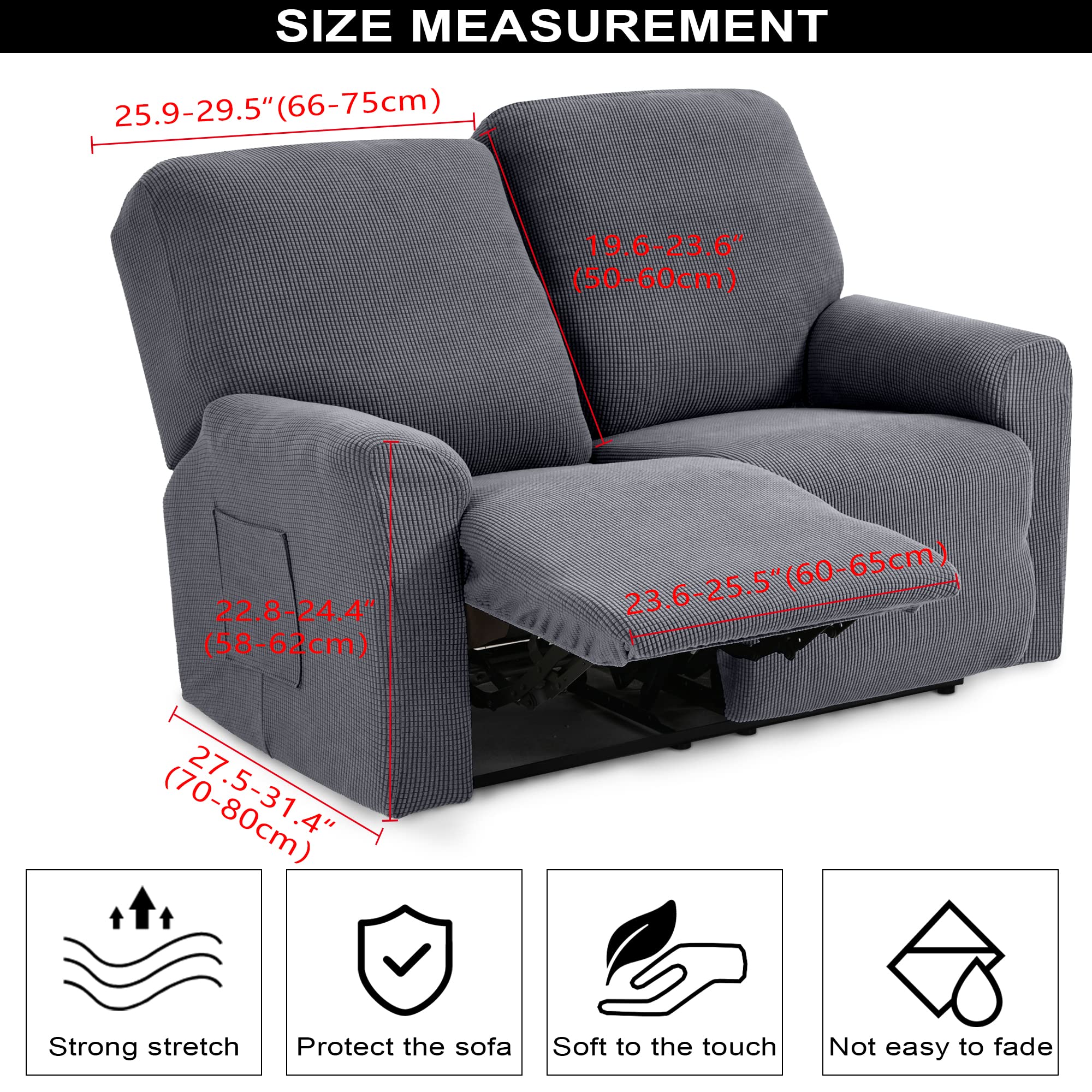 TIANSHU 2 Posti Fodera per Poltrona Reclinabile, Fodera per Poltrona Reclinabile Jacquard, Fodera per Divano Reclinabile Elasticizzata (Poltrona Reclinabile, Grigio Chiaro)