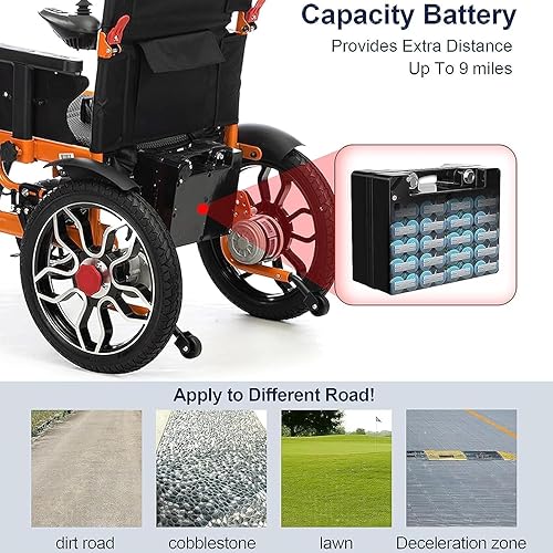 Miniatura 6 de Sillas de ruedas eléctricas plegables Silla de ruedas eléctrica todo terreno Sillas de ruedas resistentes Anti-Volquete 360° Joystick Ligero