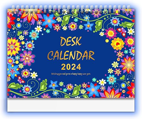 Calendario de escritorio 2024, calendario de escritorio pequeño, mini calendario de escritorio abatible de pie para 12 meses, 7.3 x 9 pulgadas