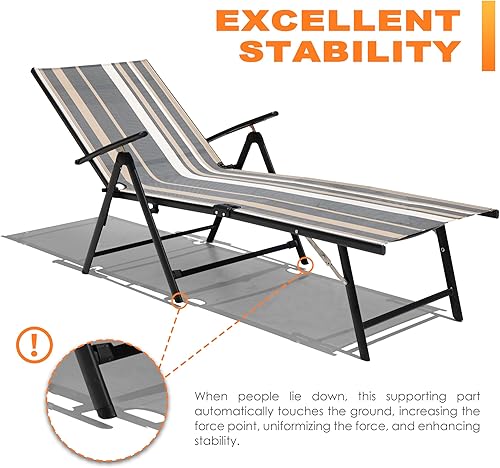 Miniatura 7 de NUU GARDEN Tumbona para exteriores, silla de descanso portátil ajustable para patio exterior, playa, tomar el sol, piscina bronceadora, silla