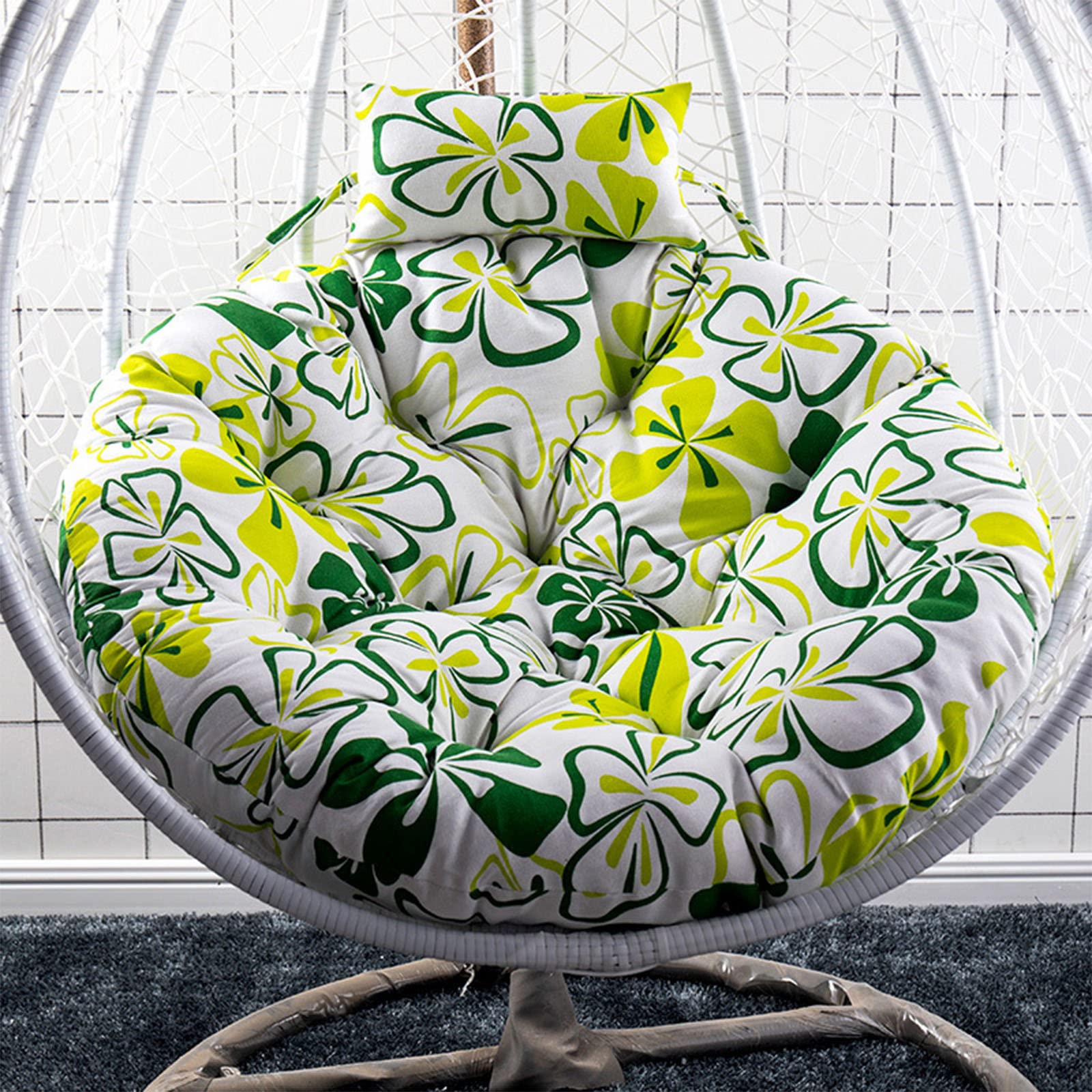 UGZXCVBN Egg Chair Cushion, Egg Chair Hanging Swing Cushion With Pillow Washable Floral Multicolor 105/120 cm(A,120cm)