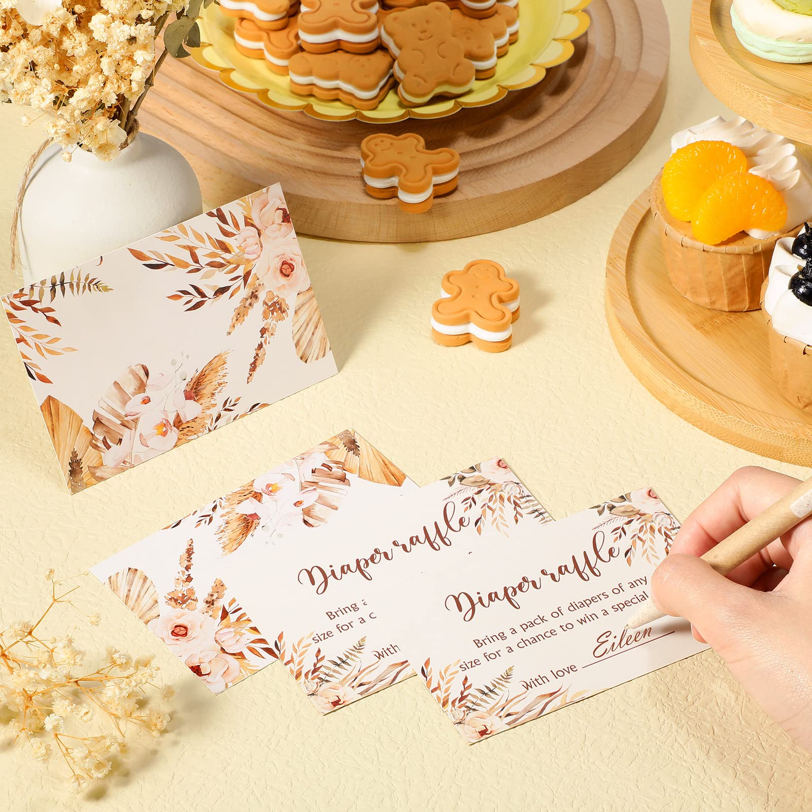 Snapklik.com : Teling 51 Pcs Boho Floral Diaper Raffle Tickets