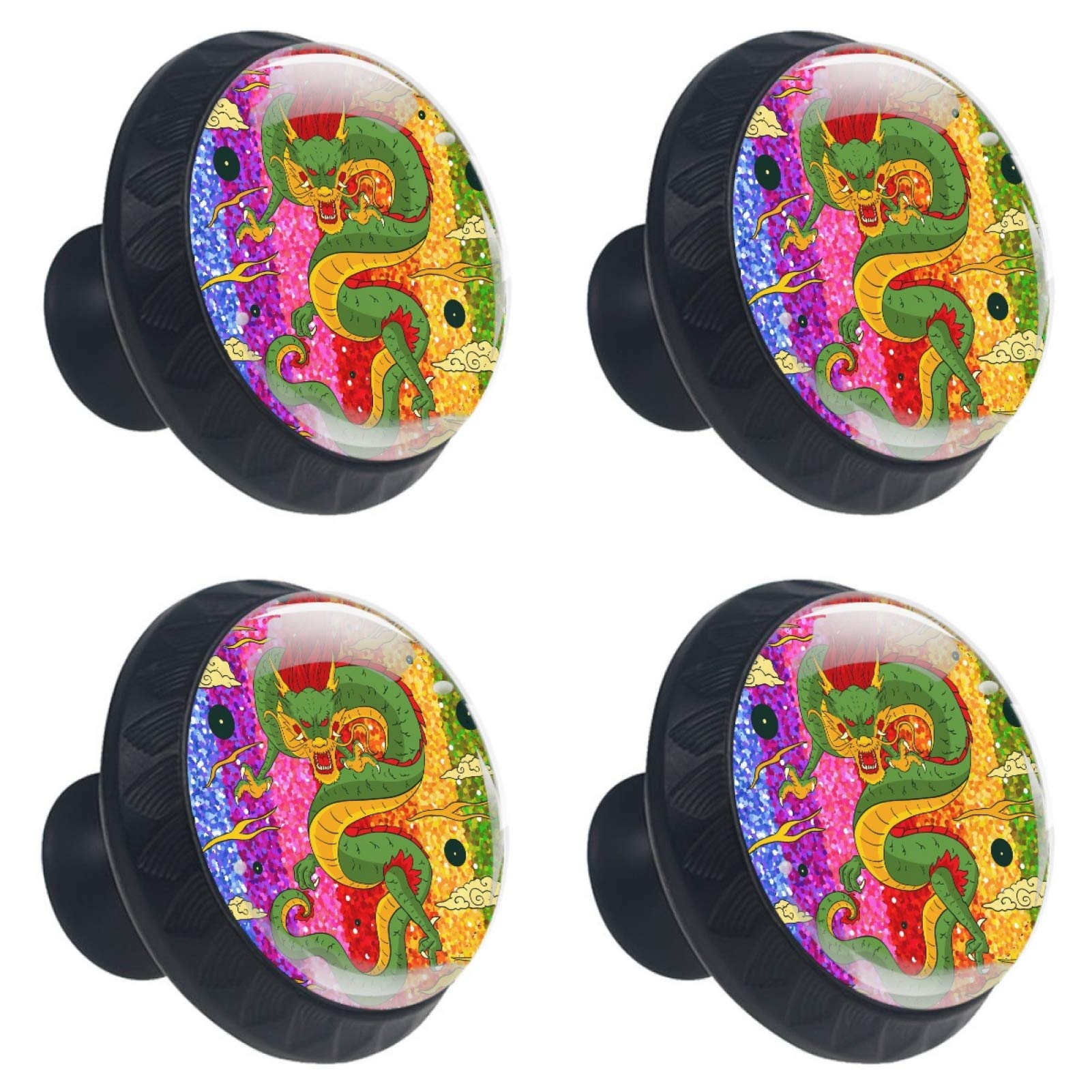 Bouton de meuble dragon arc-en-ciel en verre pour meuble terne