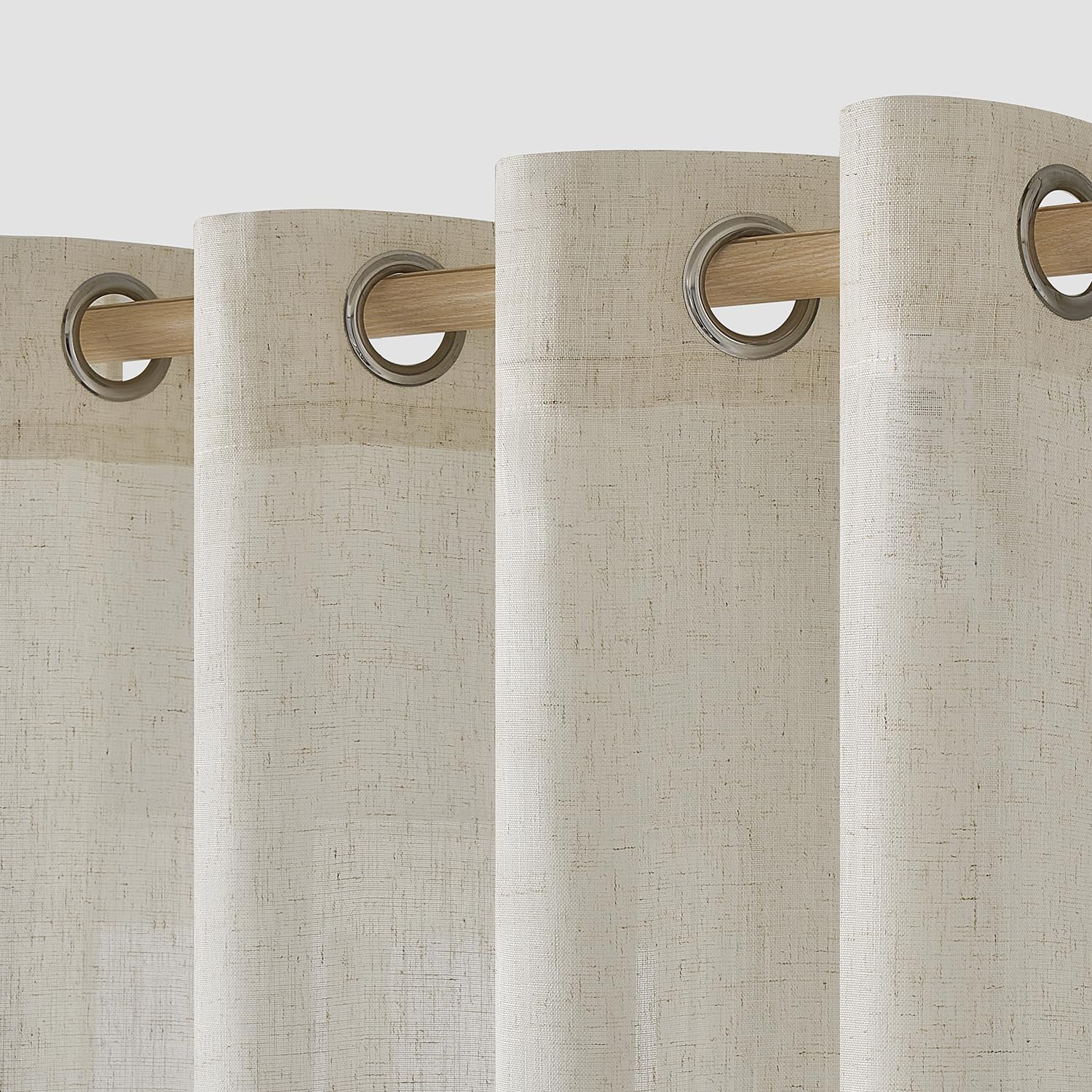 MIULEE Interior Curtains Living Room Curtain Linen Curtains Eyelets Window Panel Curtain Sheer Kitchen Curtains Modern Transparent Bedroom Dining Room White 140 x 215 cm