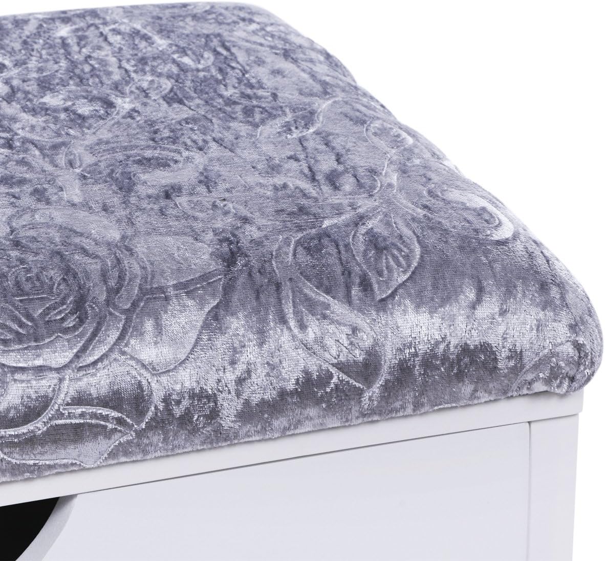BEWISHOME Vanity Stool Bedroom Chair Makeup Vanity Bench with Upholstered Seat and Storage, White FSD01M