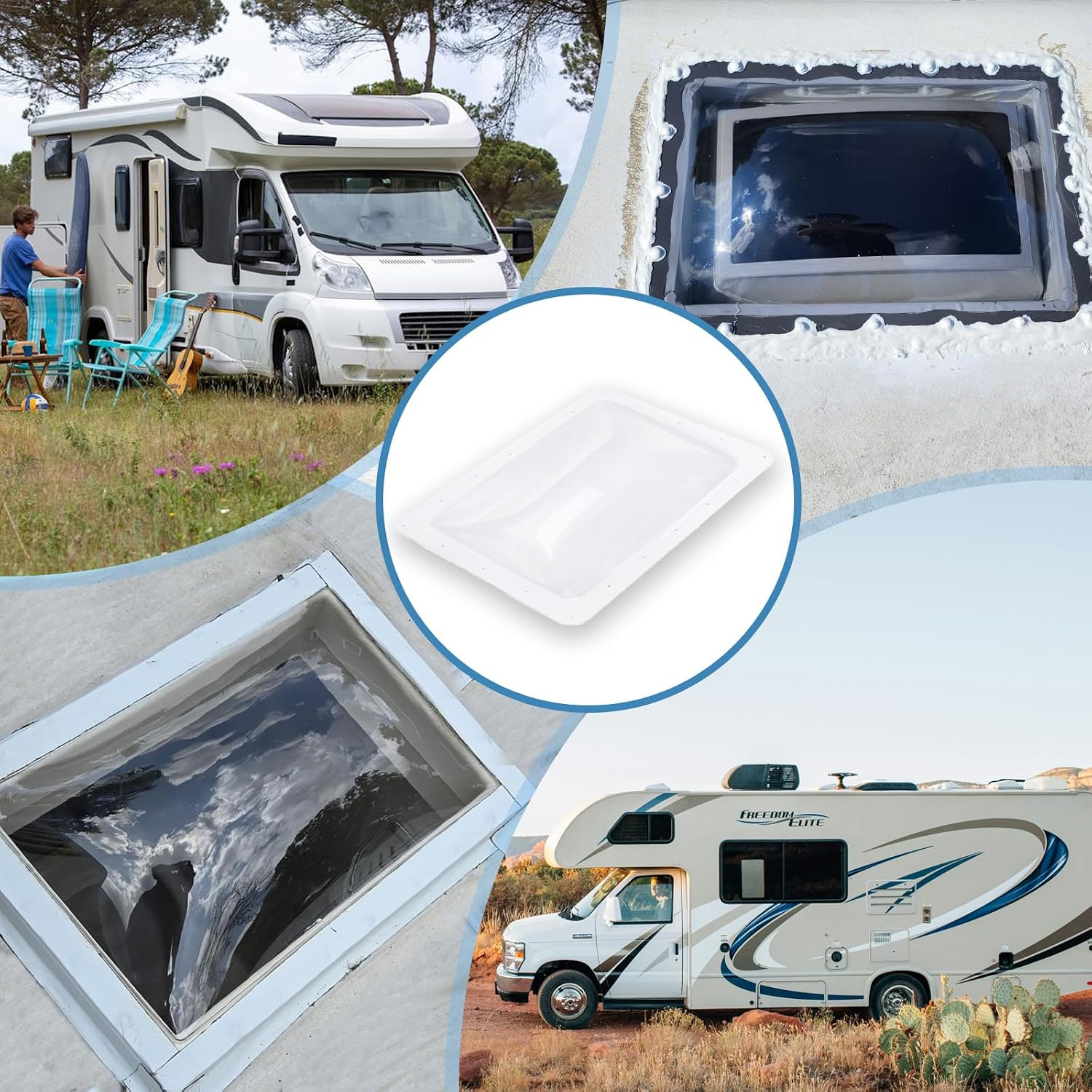 RV Skylight Thick RV Skylight Replacement Durable RV Skylight Cover 18”x26” Fitting 14" x 22" RV Skylight Dome Opening UV Resistant for Camper Trailer Skylight (Milky White)