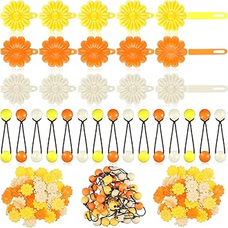 72 Pcs Hair Accessories Set - Self Hinge Barrettes, Bows, Flowers, Plastic Clips for Baby Girls, Toddlers (Orange, Red, Yellow, White)
