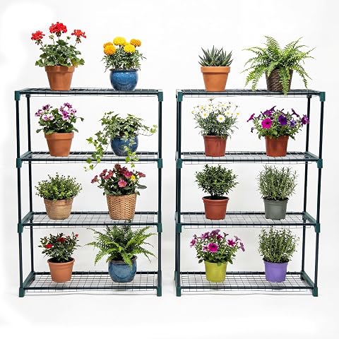Panana 4-Tier Garden Greenhouse Steel Shelving Unit, 2 Pack