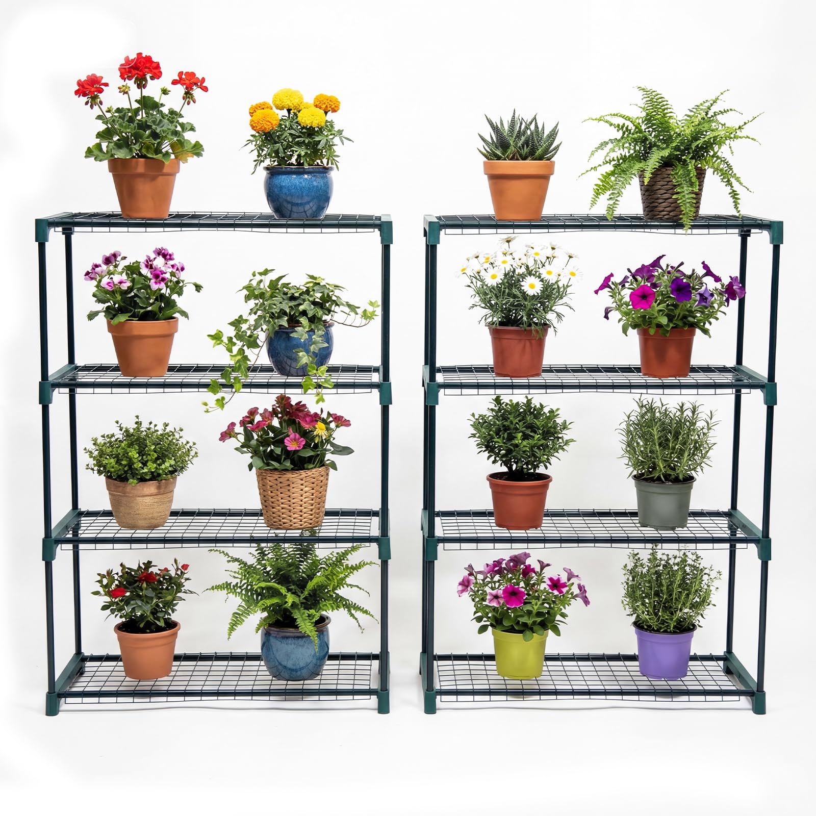 Panana 4 Tier Garden Greenhouse Steel Staging Shelving Plant Stand Garden Shelving Unit Garage Storage Racking, 2 Pack Plant Racks