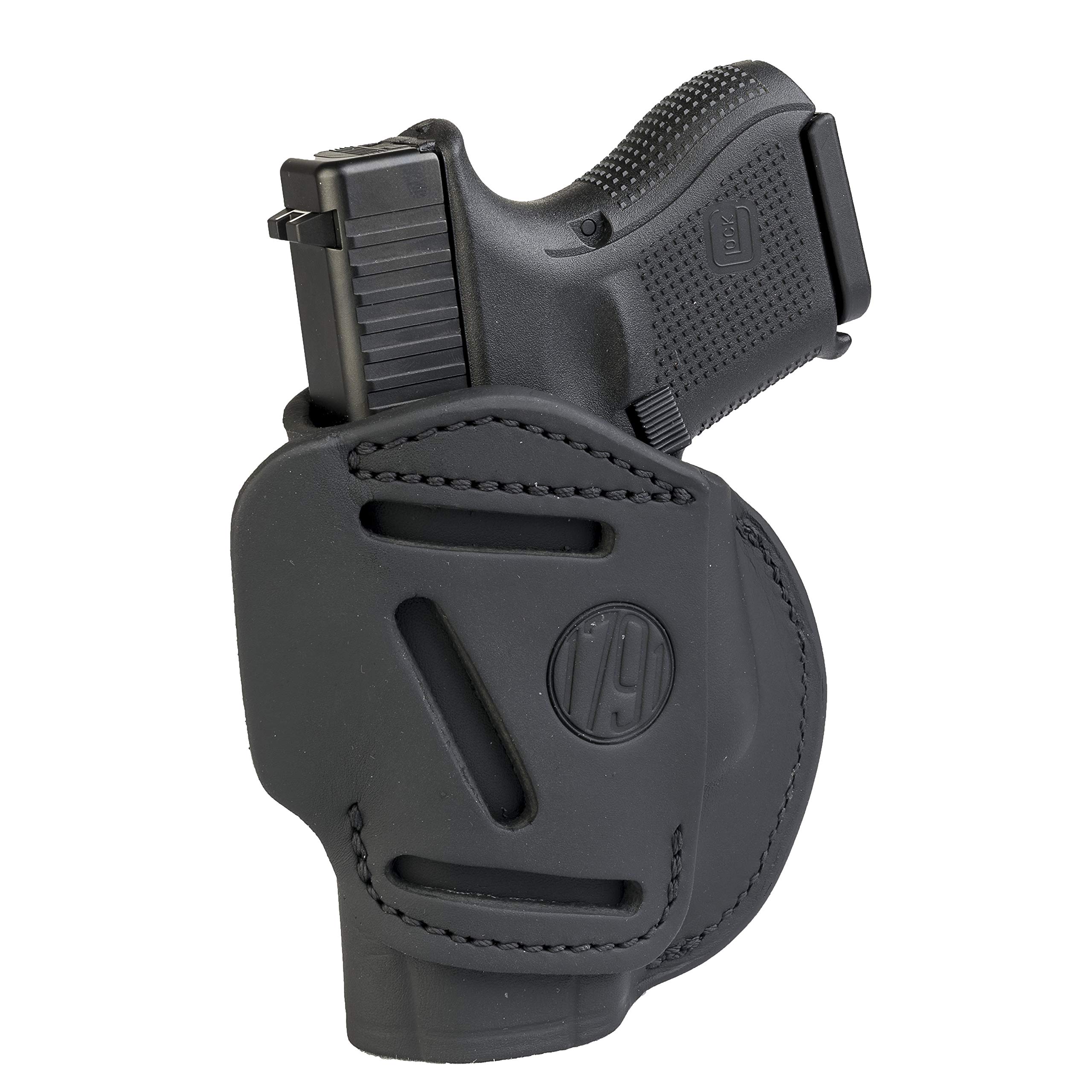 1791 GunLeather 4-Way Glock 26 Holster - OWB and IWB CCW Holster - Right Handed Leather Gun Holster - Fits Glock 25, 26, 27, 29, 30, 32, 33