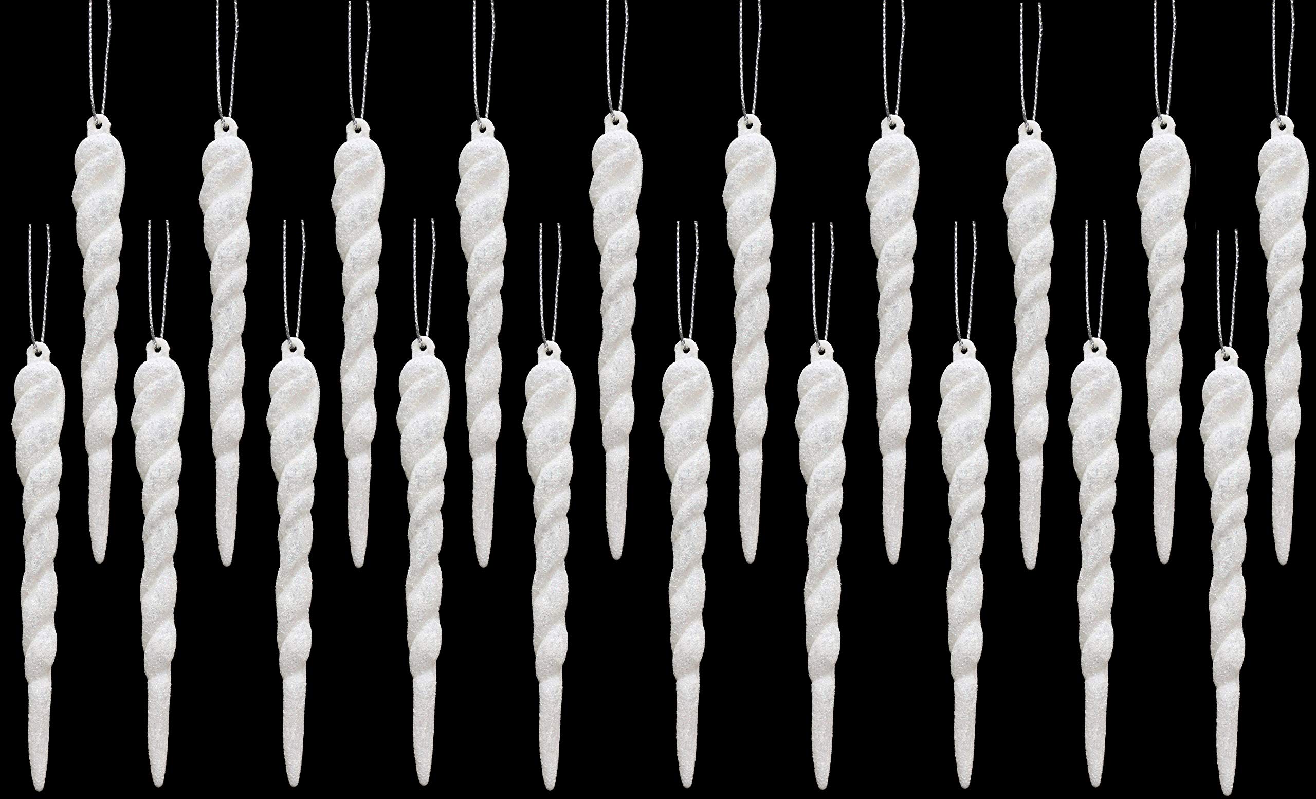Christmas Concepts White Christmas Concepts® 120Mm (4.8") Glitter Icicle Decorations Christmas Tree Trims (, 20)