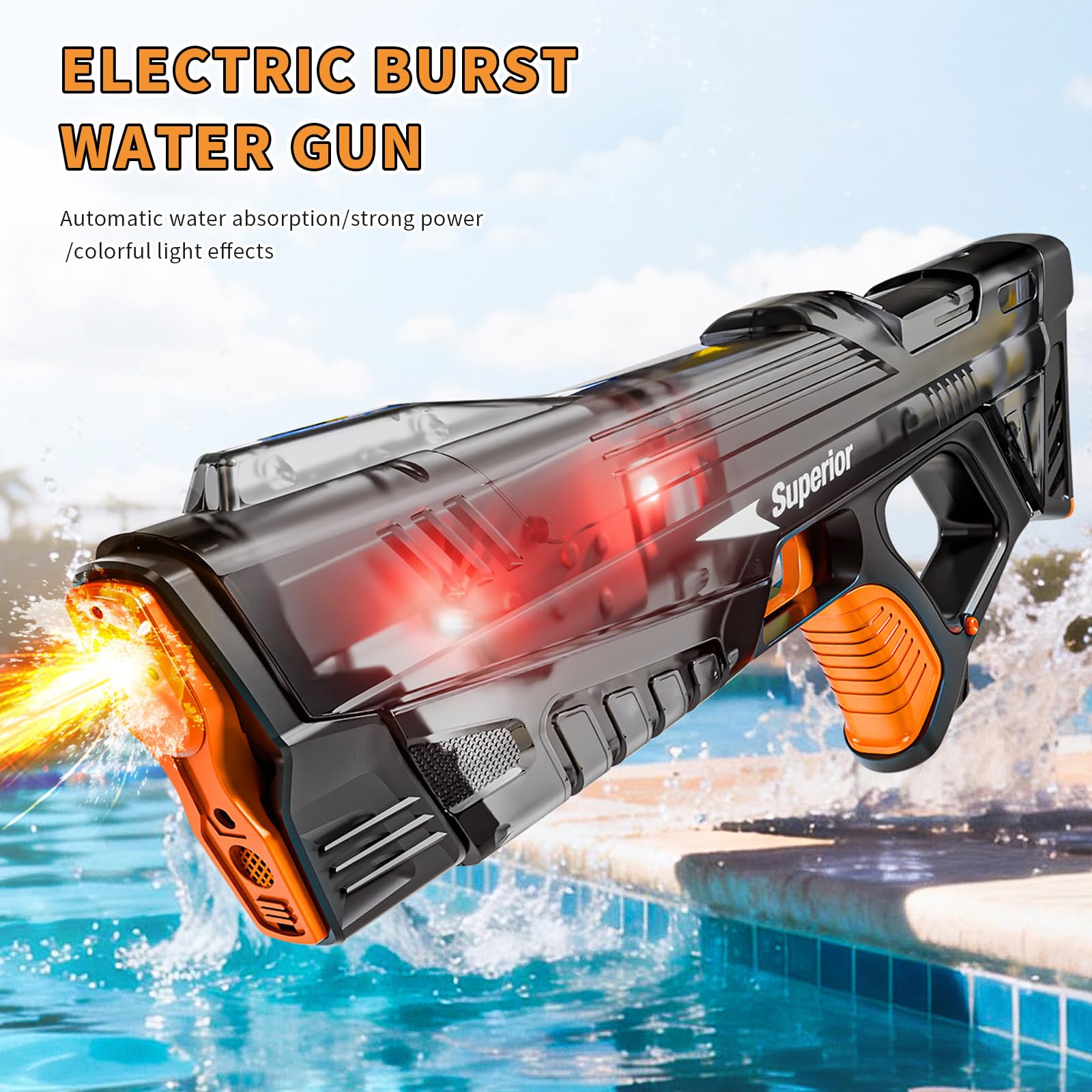 Wasserpistole Elektrisch,Automatische Wasserpistole,Elektrische Wasserpistole für Erwachsene,Automatische Spritzpistolen,Electric Water Gun,für Strandparty Spielzeug,Pool,Strand,Garten