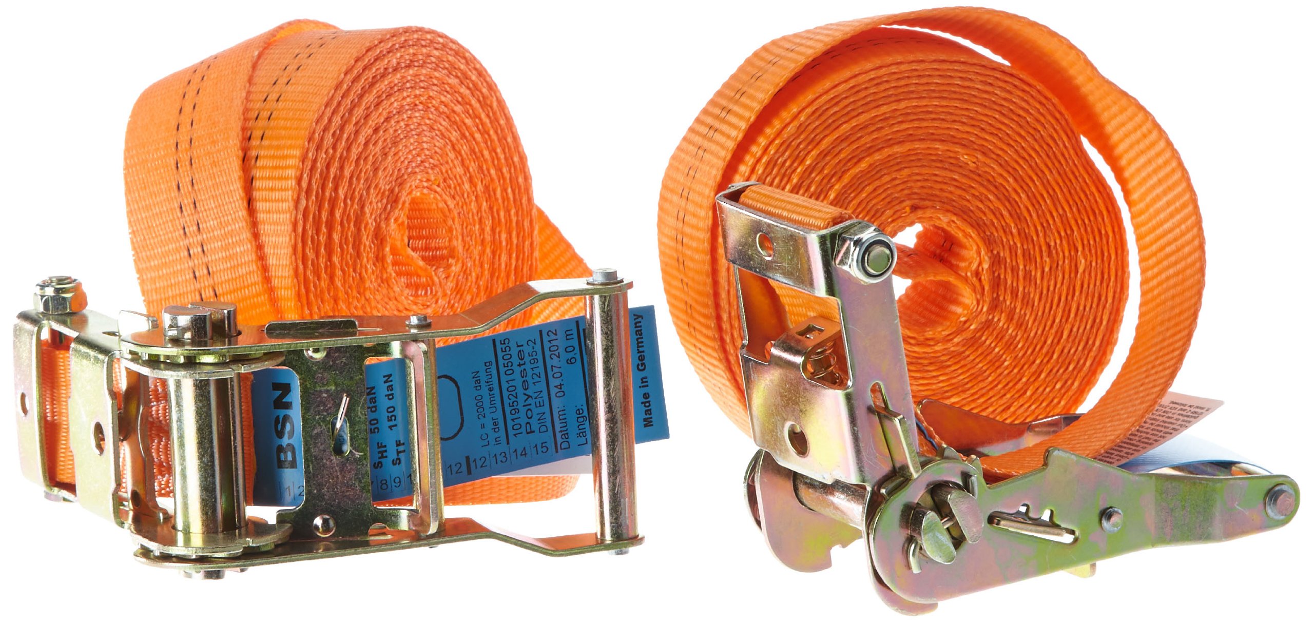 Braun 1000-1-600/VE2 Lashing Strap 2000 daN One-Piece Colour Orange 6 m Length 35 mm in Width with Ratchet