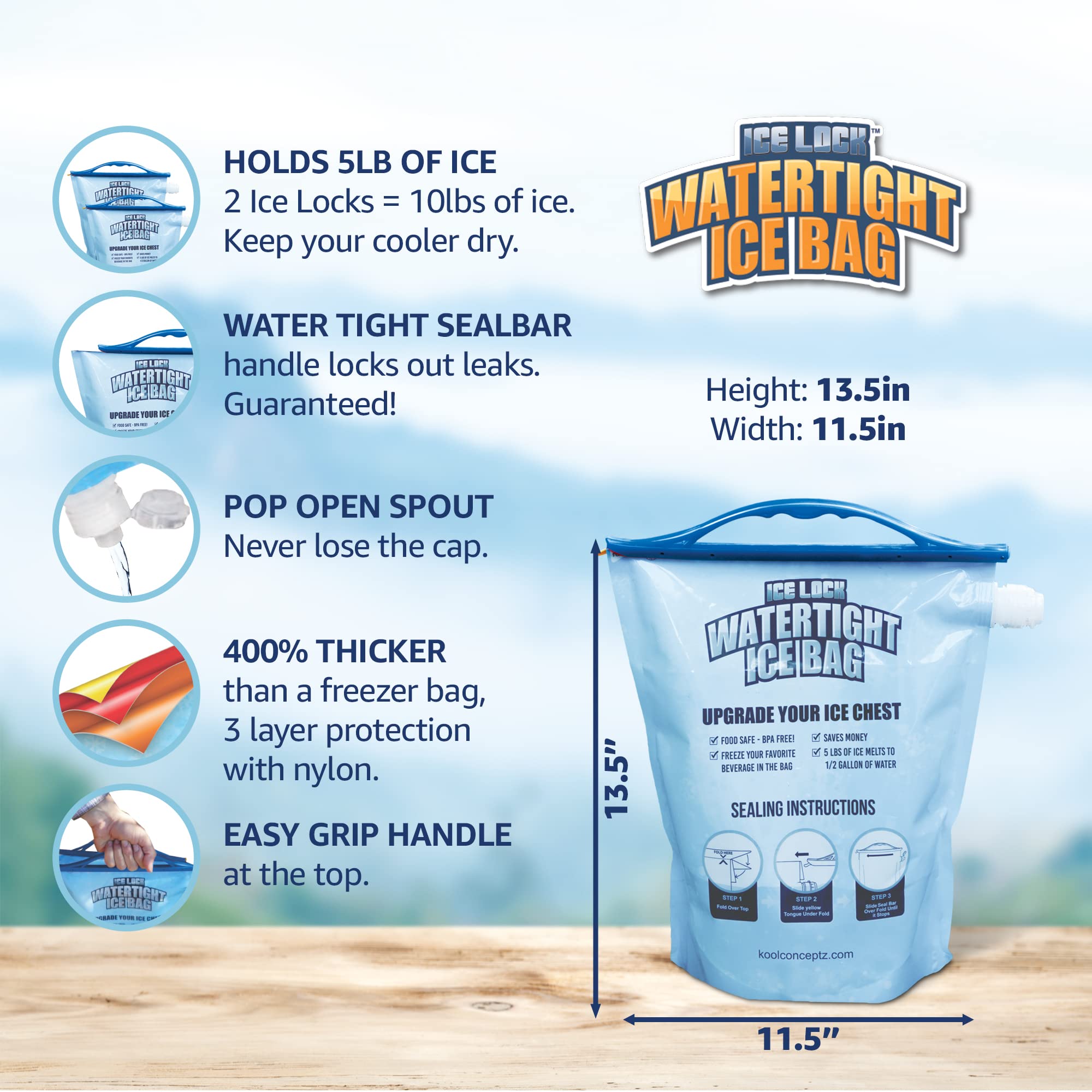 Extra Large Reusable Ice Pack for Cooler 2 Long Lasting Instant