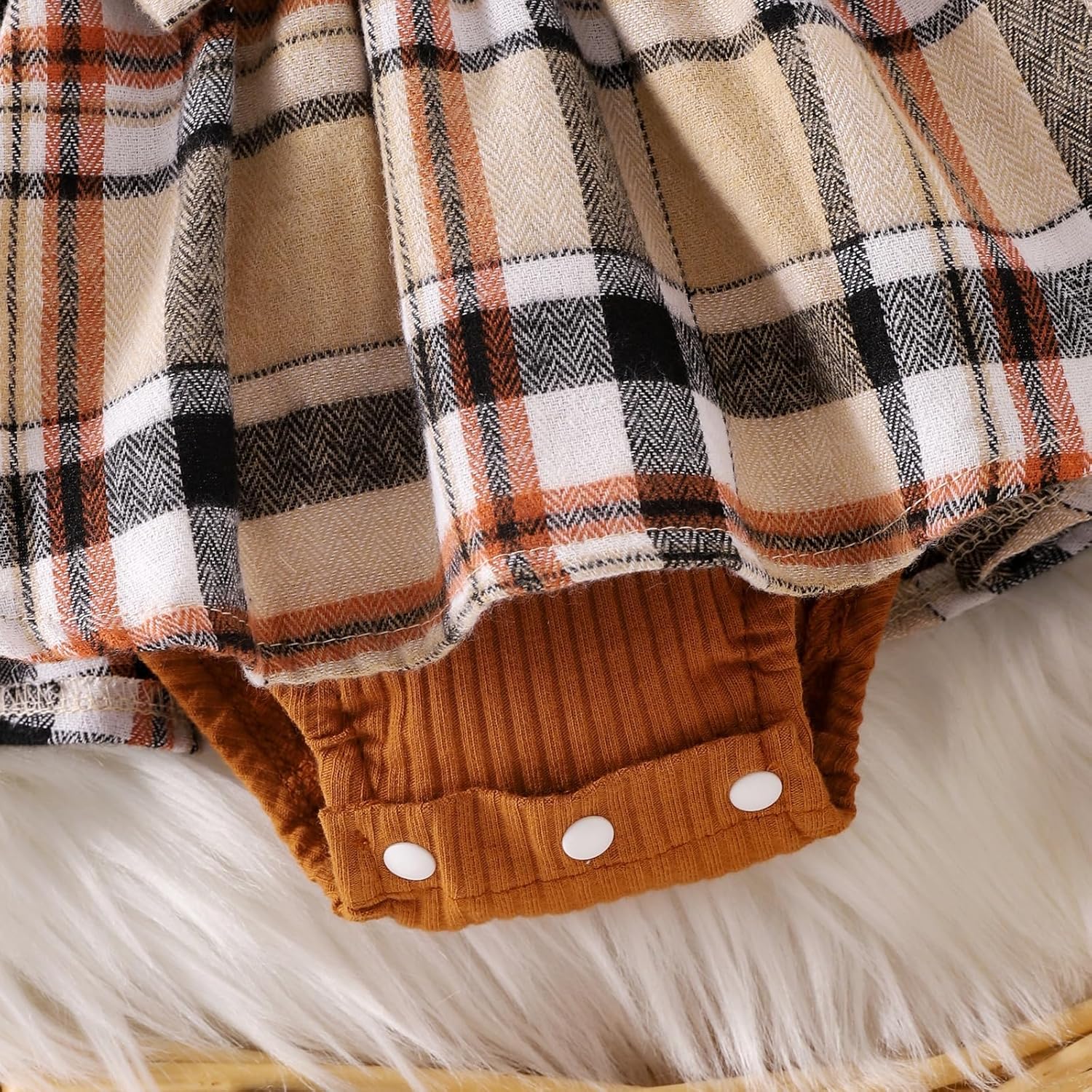 Baby Girl Clothes Cute Plaid Romper Dress Ruffle Long Sleeve One-piece Jumpsuit Bodysuit with Bow Headband - Image 6